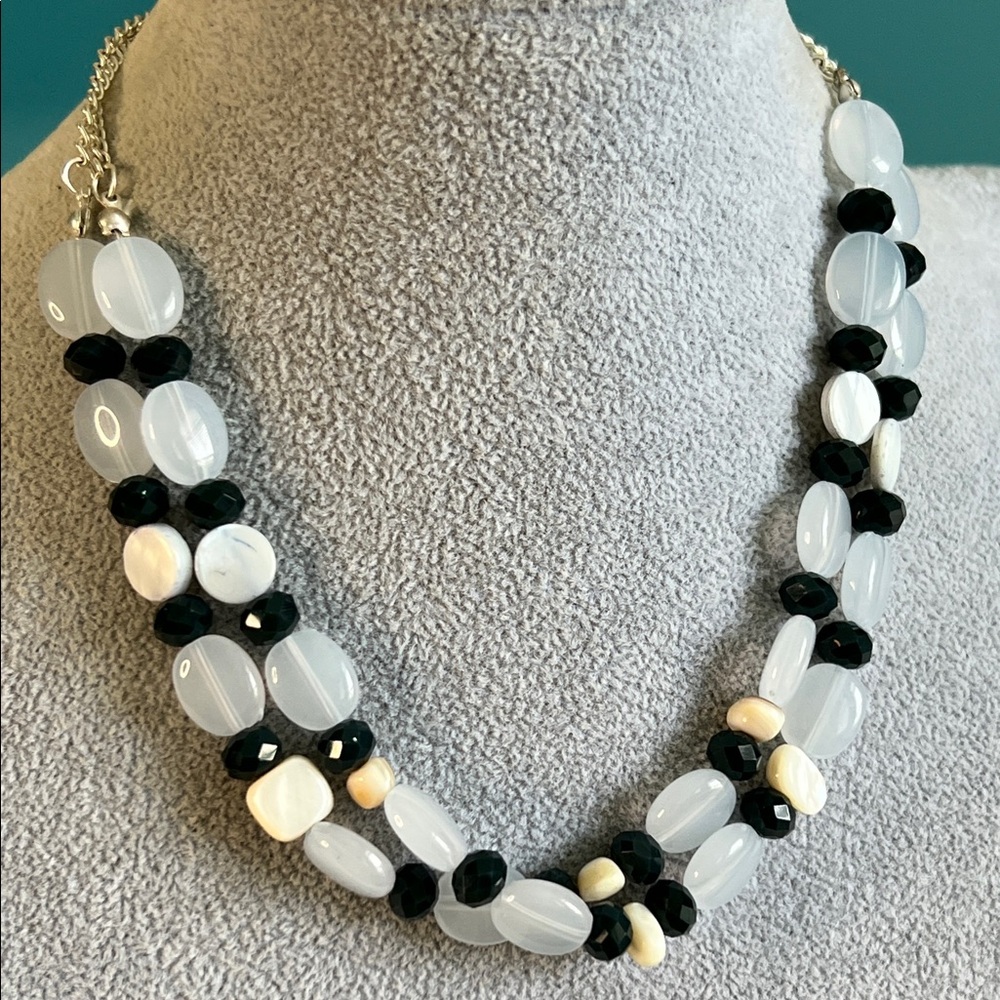 Green and White MOP Shell Beaded Necklace